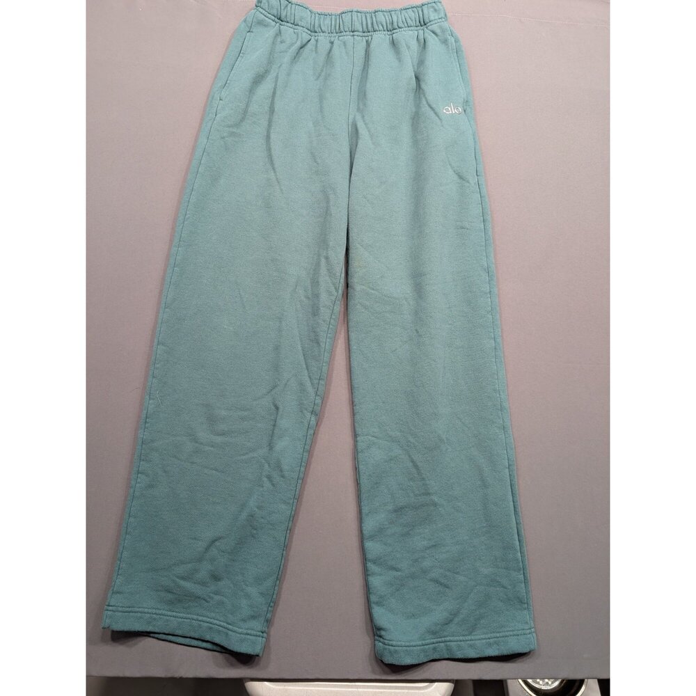 Alo Yoga Wide Leg Sweatpants Fleece Lounge Pants Teal Size S